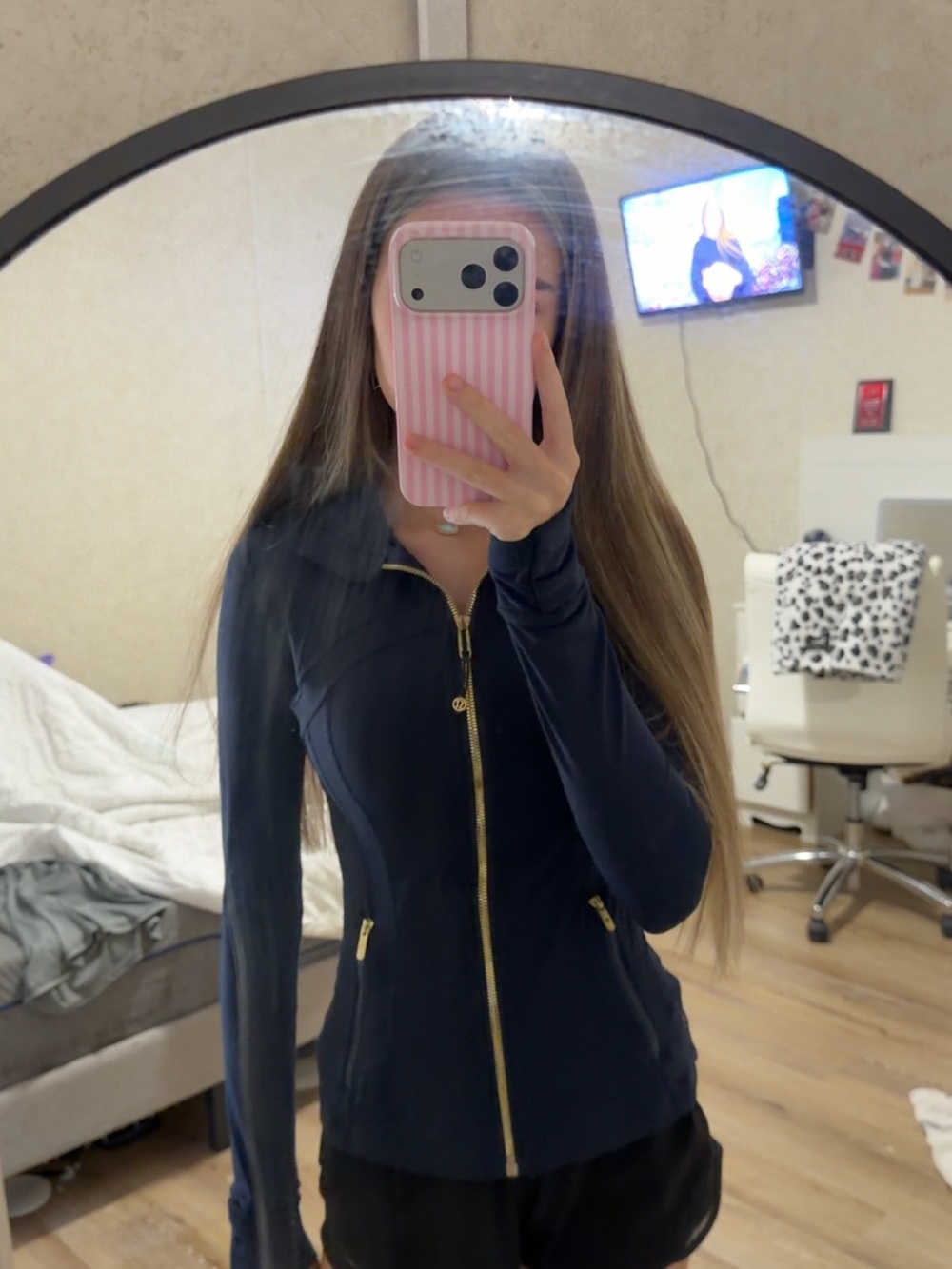 True Navy Gold Zipper define jacket !